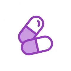 Icon of two medication capsules.