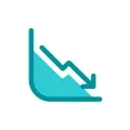 Two-tone illustration of a chart on a downward trajectory.